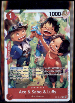 One Piece Carrying On His Will (OP13) Ace & Sabo & Luffy 007 Super Rare - Image 1