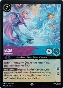 69/204 ELSA ICE MAKER EN7 SUPER RARE DISNEY LORCANA CARD - Image 1