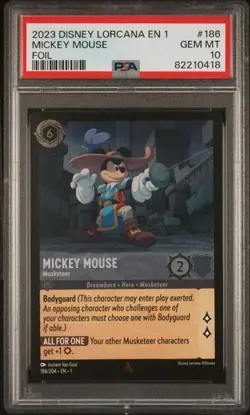 Disney Lorcana Mickey Mouse Musketeer 186/204 FOIL Rare PSA 10 GEM MINT 4b - Image 1