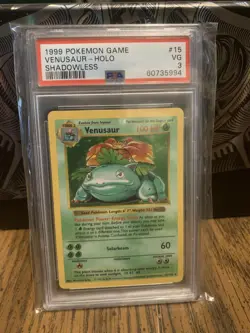 1999 POKEMON BASE SET SHADOWLESS #15 VENUSAUR-HOLO PSA 3 - Image 1