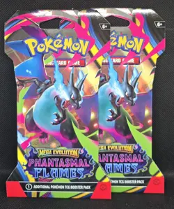Pokemon Mega Evolution Phantasmal Flames Booster Pack Hanger ( Lot Of 2) - Image 1