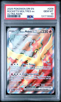 2025 POKEMON DRI EN-DESTINED RIVALS ULTRA RARE TEAM ROCKET'S MOLTRES EX PSA 10 - Image 1