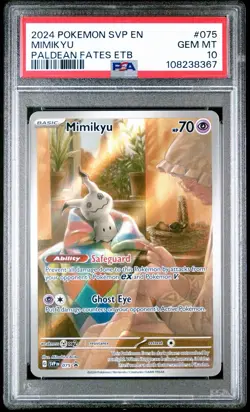 2024 POKEMON SVP EN-SV PALDEAN FATES ETB PROMO #075 MIMIKYU PSA 10 - Image 1