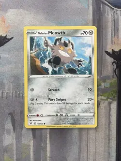 Pokemon Karte Schwert& Schild Vivid Voltage 112/185 Galarian Meowth english - Image 1