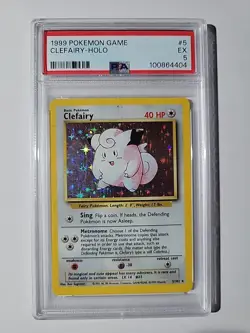 1999 POKEMON BASE SET 5/102 CLEFAIRY HOLO RARE PSA 5 EX - Image 1