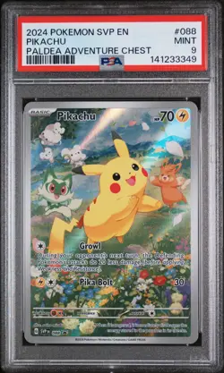 2024 Pokemon SVP #088 088 Black Star Promo Pikachu Paldea Adventure Chest PSA 9 - Image 1