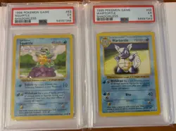 Pokemon TCG Shadowless Squirtle 63/102 & Wartortle 42/102 PSA Graded Lot 1999 - Image 1