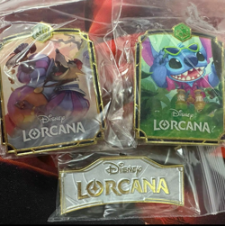 2025 Lorcana Disney chinese tcg game promo logo badge stitch logo 3pcs - Image 1