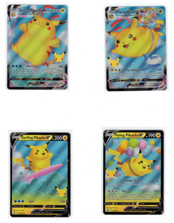 2021 Pokemon Celebrations Pikachu Set Lot Surfing V VMAX Flying V VMAX 4 Cards - Image 1