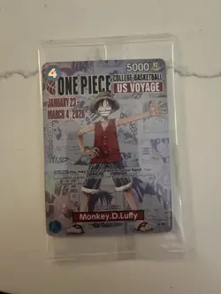 Bandai One Piece Card Game Monkey D. Luffy US Voyage College Basketball Promo - Image 1