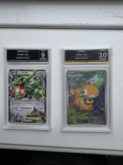 2 x graded pokemon cards Rayquaza ex and scraggy - Image 1