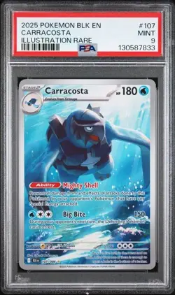 2025 Pokemon BLK EN Carracosta Full Art ILLUSTRATION RARE 107/086 PSA 9 MINT - Image 1