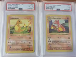 Pokemon TCG Shadowless Charmander 46/102 & Charmeleon 24/102 PSA Graded Lot 1999 - Image 1