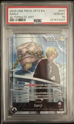One Piece CCG Sanji OP12 EN #041 Alternate Art PSA 10 Gem Mint - Image 1
