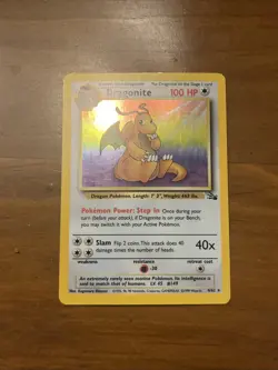 Dragonite 4/62 Fossil Holo Unlimited Vintage Pokemon Card - Image 1