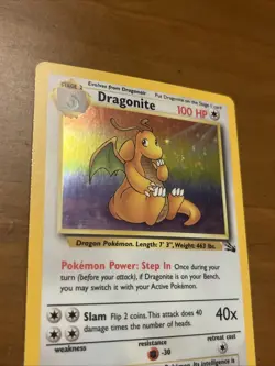 Dragonite 4/62 Fossil Holo Unlimited Vintage Pokemon Card - Image 3
