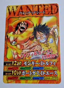 One Piece Berry Match W Wanted Sheet Luffy & Ace Carddass promo card - Image 1