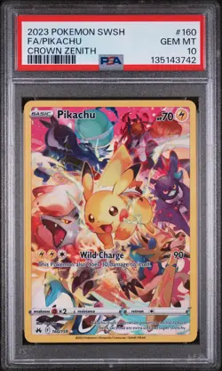 2023 POKEMON SWORD & SHIELD CROWN ZENITH #160 FULL ART/PIKACHU PSA 10 - Image 1