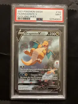2021 DRAGONITE V FULL ART EVOLVING SKIES SWSH POKEMON TCG PSA 9 MINT #192 - Image 2