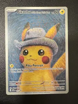 Pokemon Pokemon x Van Gogh Museum Grey Felt Hat Pikachu Black Star Promo SVP 085 - Image 1