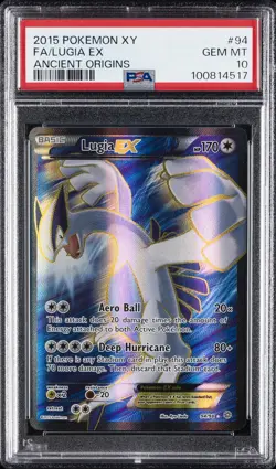 2015 POKEMON XY ANCIENT ORIGINS #94 FULL ART/LUGIA EX PSA 10 - Image 1