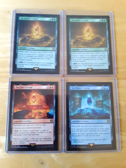 mtg cards 2 earth , 1 water,1 fire crystal 4 total reg finish n/m never played - Image 1