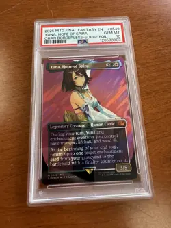2025 MTG FINAL FANTASY BORDERLESS-SURGE FOIL YUNA HOPE OF SPIRA PSA 10 - Image 1