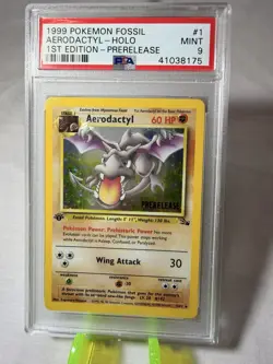 AERODACTYL (PSA 9) Pokemon Fossil 1st Edition - Prerelease 1/62 - Holo Rare - Image 1