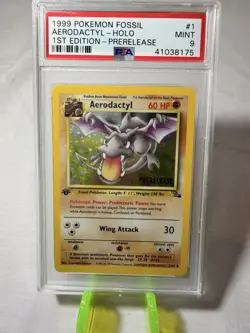 AERODACTYL (PSA 9) Pokemon Fossil 1st Edition - Prerelease 1/62 - Holo Rare - Image 2