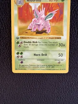 1st Edition Nidorino Base Set 37/102 SHADOWLESS Regular Uncommon Pokemon WOTC LP - Image 2