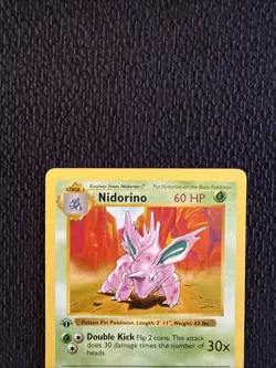 1st Edition Nidorino Base Set 37/102 SHADOWLESS Regular Uncommon Pokemon WOTC LP - Image 3