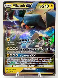 Pokemon Vikavolt GX 45/145 Guardians Rising Sun & Moon ULTRA RARE - Image 2
