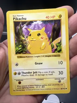 Pokemon Pikachu Shadowless Red Cheeks 058/102 Base Set - HEAVY PLAY - Image 4