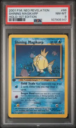 Shining Magikarp 2001 Pokemon Neo Revelation 1st Edition PSA 8 #66 - Image 1