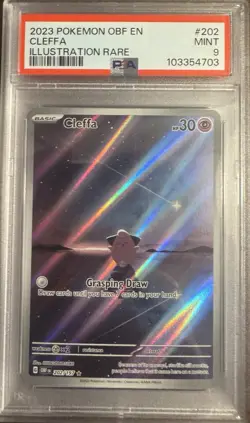 Cleffa 2023 Obsidian Flames FA Holo Illustration Rare PSA 9, 202/197 Pokemon - Image 1