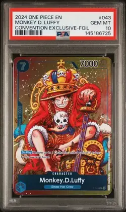 2024 One Piece Promos Monkey D. Luffy Convention Exclusive - Foil #043 PSA 10 - Image 1