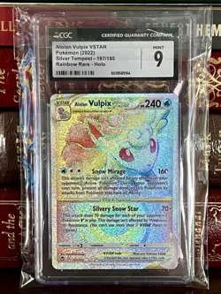 Alolan Vulpix Rainbow VStar Silver Tempest Pokemon Card #197 Graded CGC 9 *Mint* - Image 3
