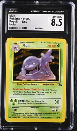 CGC 8.5 Muk 1999 Fossil 13/62 Holo Pokemon Card - Image 1