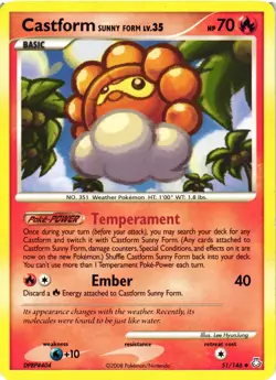Pokemon TCG Castform Sunny Form 51/146 Legends Awakened Regular DMG - Image 1