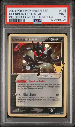2021 Pokemon Black Star Promo Greninja Gold Star Celebrations Etb PSA 9 #144 - Image 1