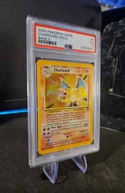 Pokemon 2000 Charizard Base Set 2 Holo Rare #4 PSA 5 Vintage WOTC Partial Swirl! - Image 2