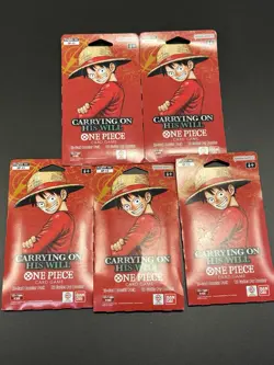 (5) ENGLISH One Piece TCG: Carrying On His Will - Sleeved Booster Pack lot OP-13 - Image 1
