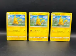 Lot of 3x 2019 Pokemon Sun & Moon Black Star Promo Holo Pikachu Cards SM183 - Image 1