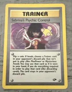 Sabrina's Psychic Control 121/132 Gym Challenge Uncommon Trainer Pokemon Card LP - Image 1