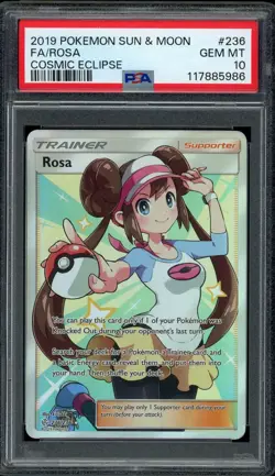 Pokemon PSA 10 Rosa 236/236 Sun & Moon Cosmic Eclipse Full Art Rare Mint - Image 1