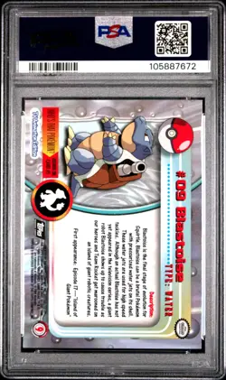 1999 TOPPS POKEMON TV #9 BLASTOISE PSA 10 - Image 2