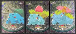 2000 Topps Chrome Pokemon Bulbasaur #01, Ivysaur #02, Venusaur #03 - NM/LP - Image 1