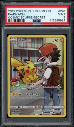 Pokemon PSA 9 Pikachu 242/236 Sun & Moon Cosmic Eclipse Character Rare Mint - Image 1