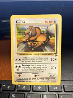 Pokemon Tauros Base Set 2 62/130 - Image 1
