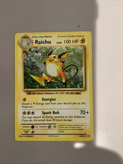 Pokemon TCG Raichu Card 100 HP Jungle Set Holo 14/64 Wizards 1999 - Image 1